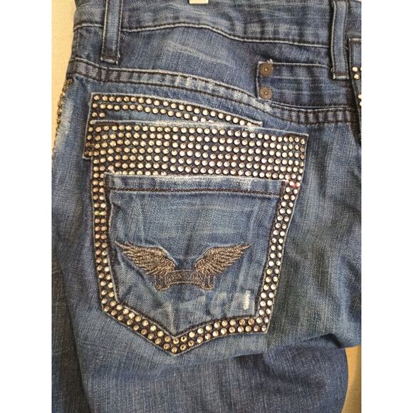 Robin's Jean Men's 40 Blue Double Back Pocket Rhinestones Dark Wash Denim 40x35 - Picture 14 of 16